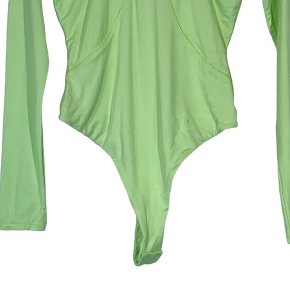 Naked Wardrobe Lime Green Cutout Long Sleeve Bodysuit - Picture 4 of 12